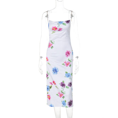 Flower Print Elegant Slim Strap Dress