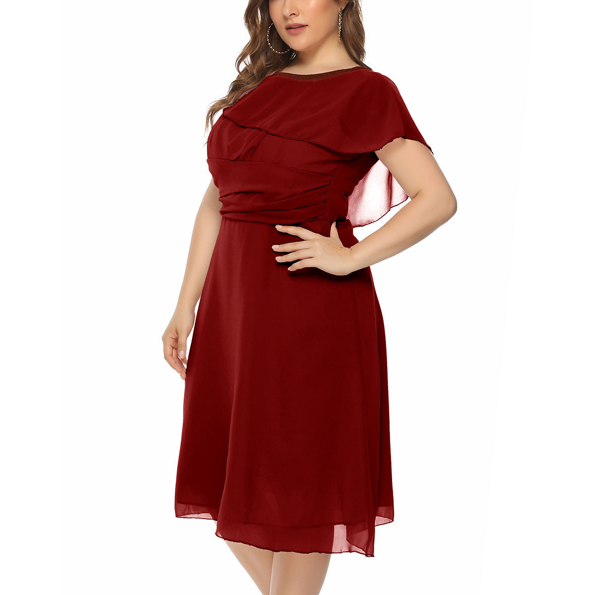 Robe grande taille en mousseline de soie élégante européenne et américaine