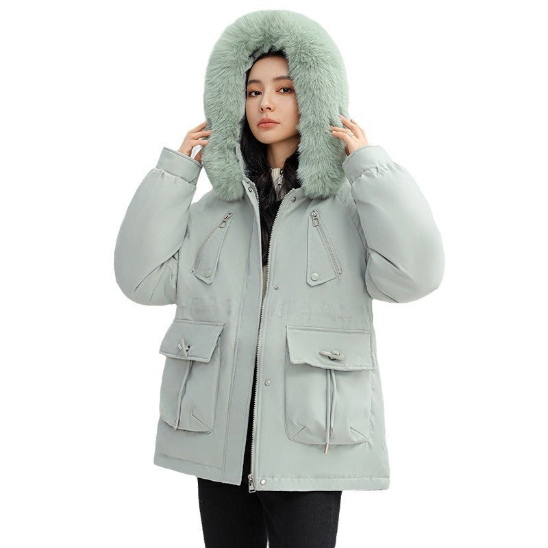 Parka holgada con botones de cuerno para mujer