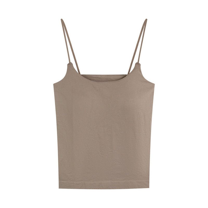 Camisola superior sin mangas para chica dulce y caliente de primavera con almohadilla para el pecho para mujer