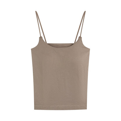 Camisole de printemps sans manches pour femmes, haut doux et chaud pour filles, avec coussinet de poitrine