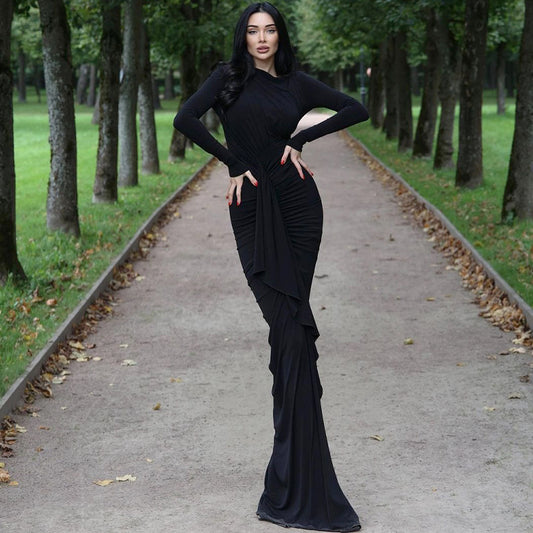 Women's Long Sleeve Split Fishtail Dress