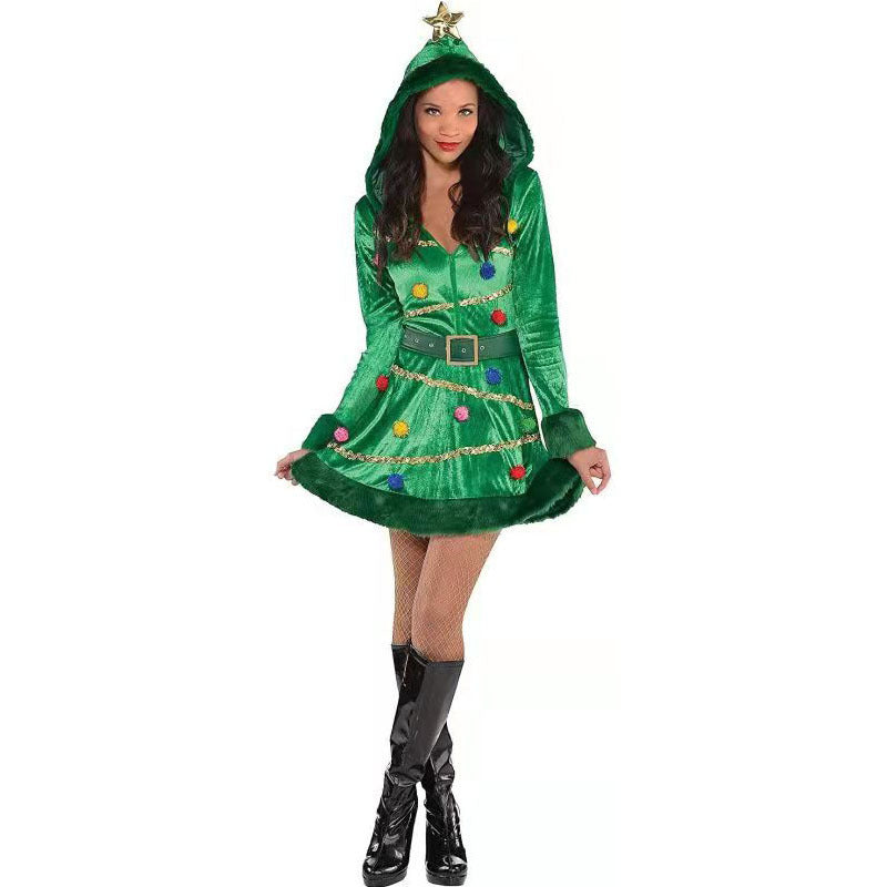 Stage Performance Costume And Accessories Dress Dark Green