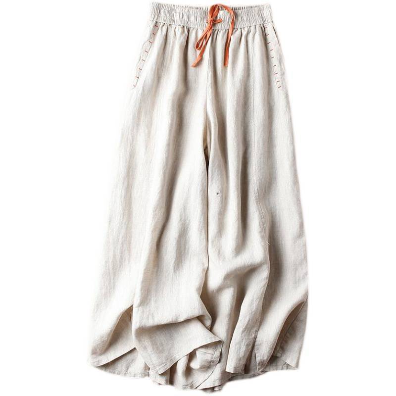 Women's Leisure Artistic Loose Big Hem Cropped Wide-leg Pants