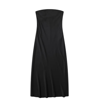 Women's Clothing Urban Casual Silk Satin Texture Tube Top Pure Desire Dress