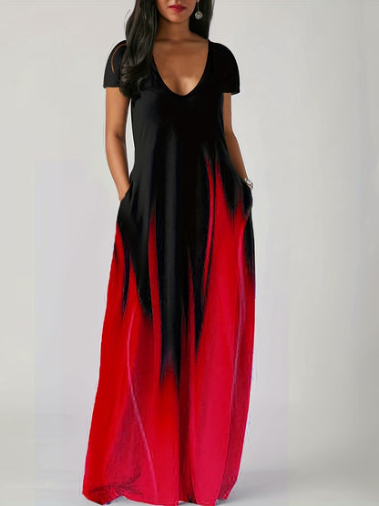 Robe longue ample imprimée décontractée pour femme