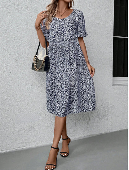 Summer U-neck Floral Fashion Loose Dress