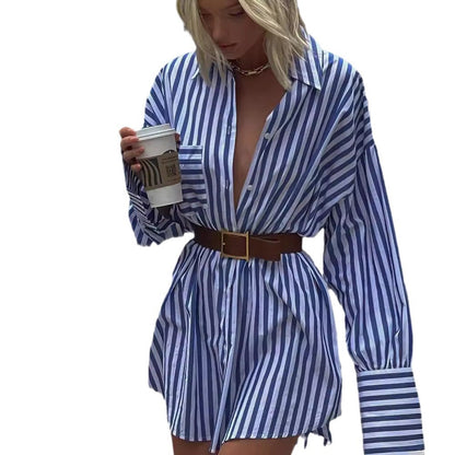 New Striped Mid-length Loose Fashion Striped Stitching Dress