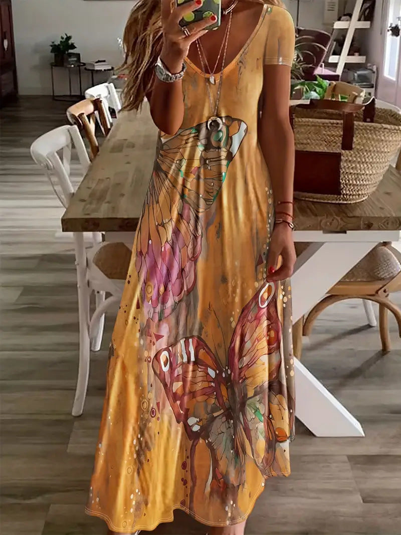 Bohemian Beach Daily Summer Printed Short Sleeve Dress