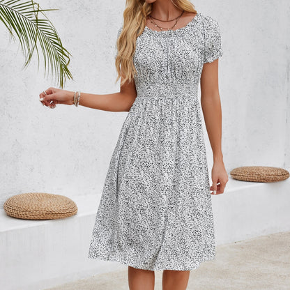 Robe décontractée à col noué et motif floral pour femme