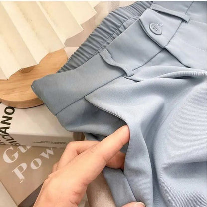 Pantalones casuales holgados sin puños verticales de cintura alta que adelgazan