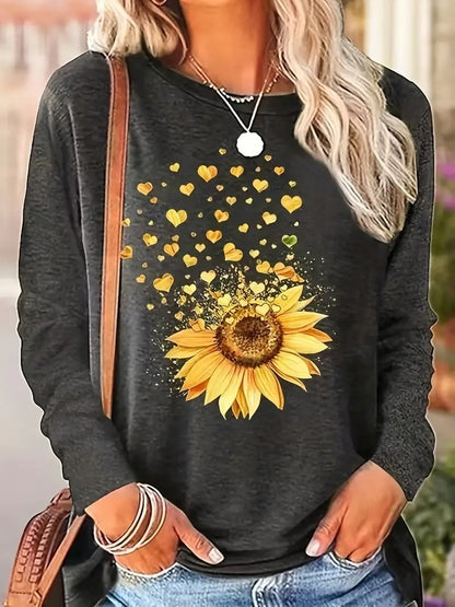 Women's New Long Sleeve 3D Printed Crew Neck Sweatshirt