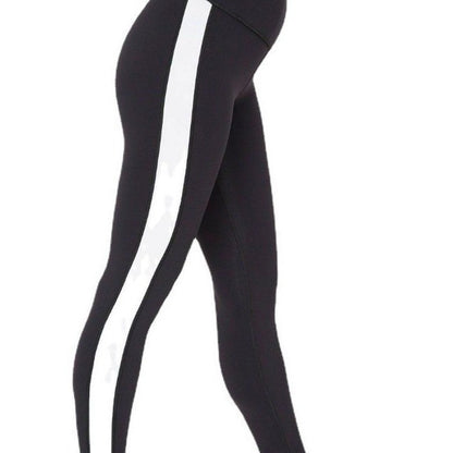 Leggings de fitness avec coutures en cuir et pantalons de yoga à neuf points