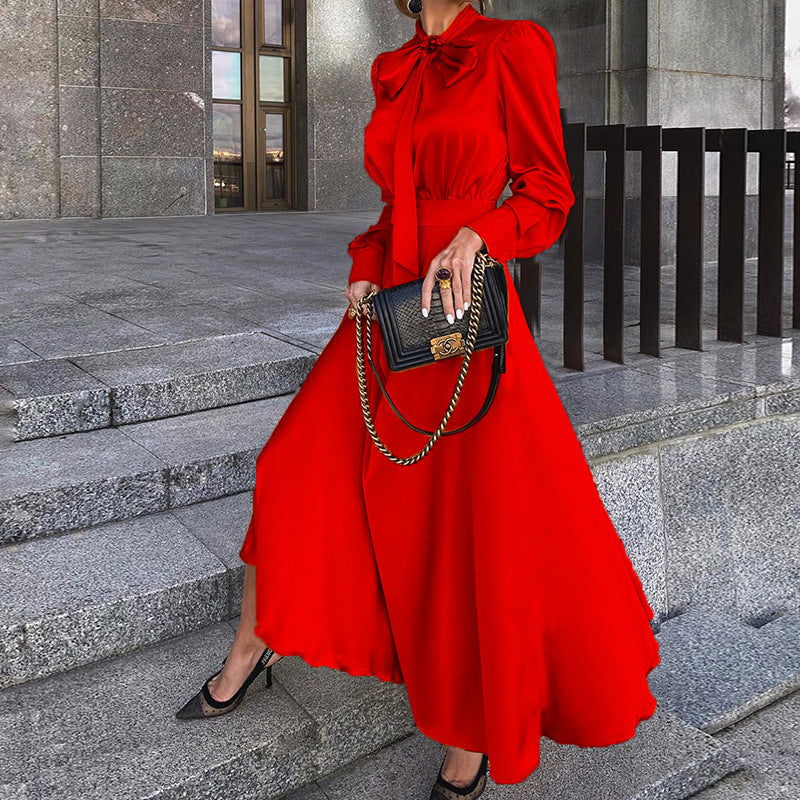 Vestido de temperamento de longitud media para mujer