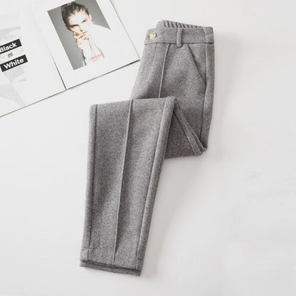 Pantalones cálidos informales para mujer para exteriores, estilo harén, con forro polar grueso