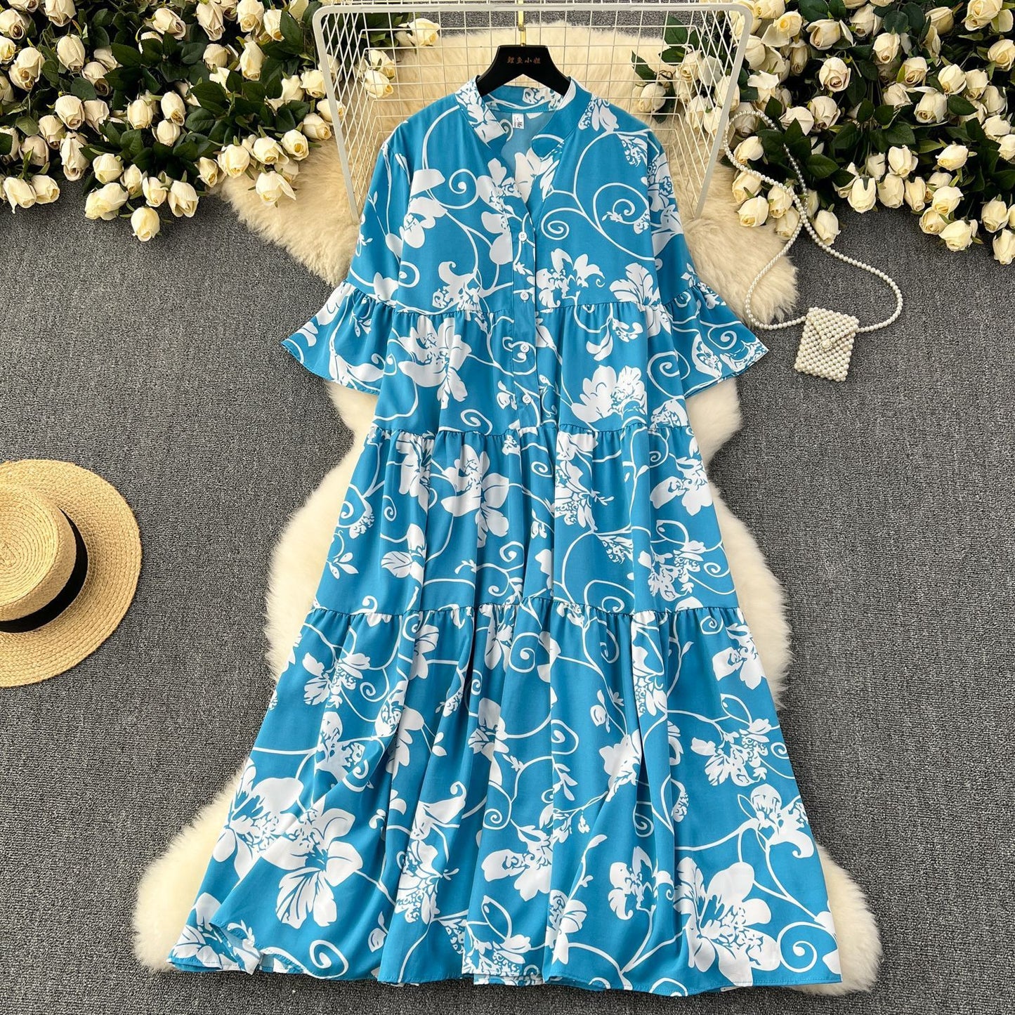 Vestido holgado con estampado de estilo informal para mujer