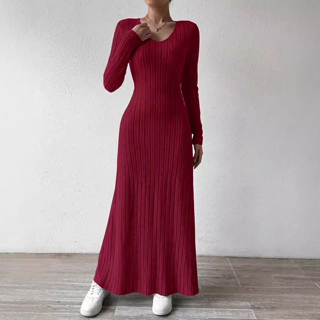 Women's Slim V-neck Dress Sweater