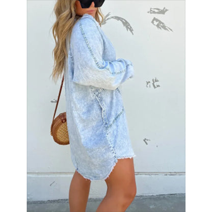 Women's Denim Washed Loose Shirt Dress