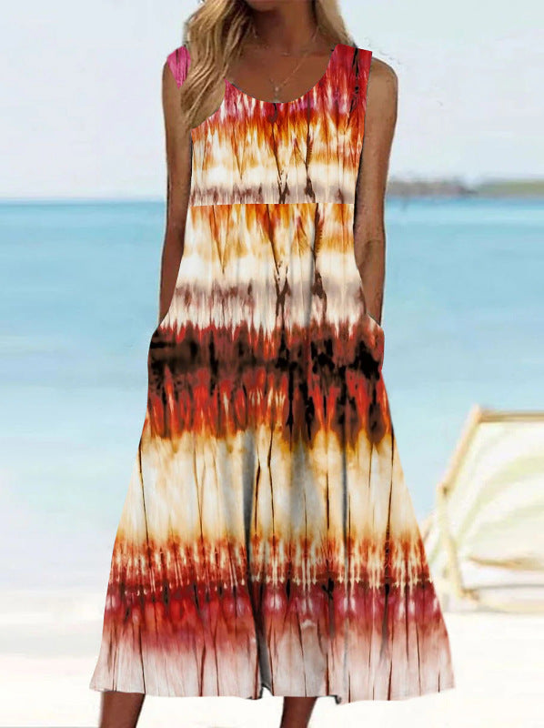 Digital Printing Sleeveless Dress Casual Fashion