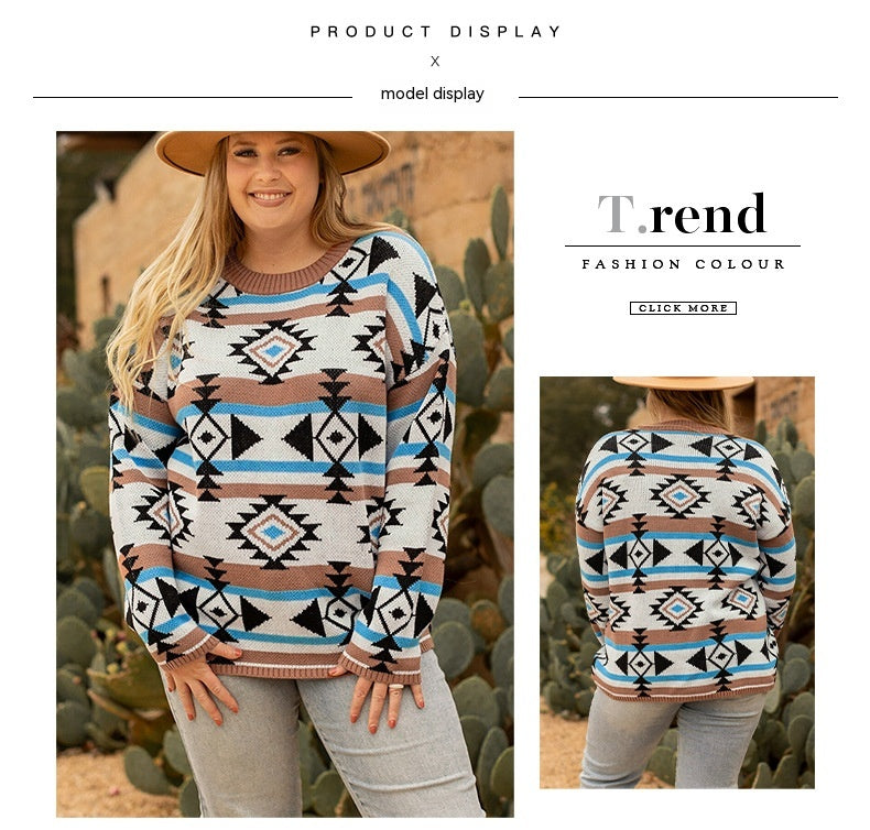 Contrast Color Sweater Cross-border Foreign Trade Casual Style Pullover