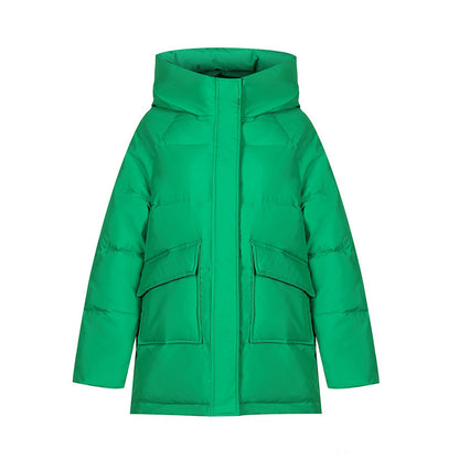 Winter Hooded Candy Color Loose And Warm Short Down Cotton Jacket Coat