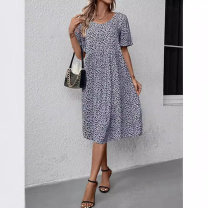 Summer U-neck Floral Fashion Loose Dress