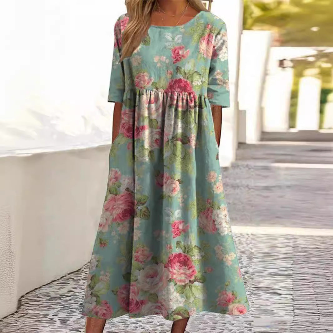 Robe à grande largeur avec impression numérique tendance