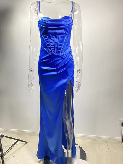 Robe longue à bretelles dos nu de haute qualité