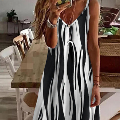 Women's Fashion Loose Digital Printing Slip Dress