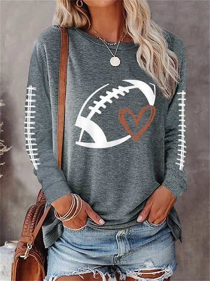 Printed Round Neck Long Sleeve Plus Size Casual Hoodie