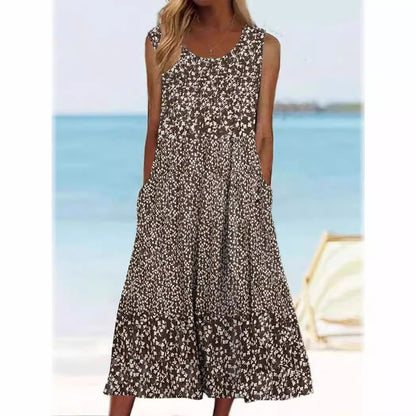 Women's 3D Floral Pattern Sleeve Mid-length Dress