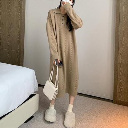 French Lazy Style Design Sense Small Lapel Loose Casual Fashion Dress