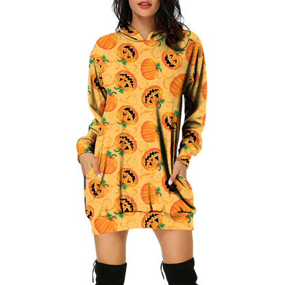 Robe pull à capuche pour femme sur le thème d'Halloween