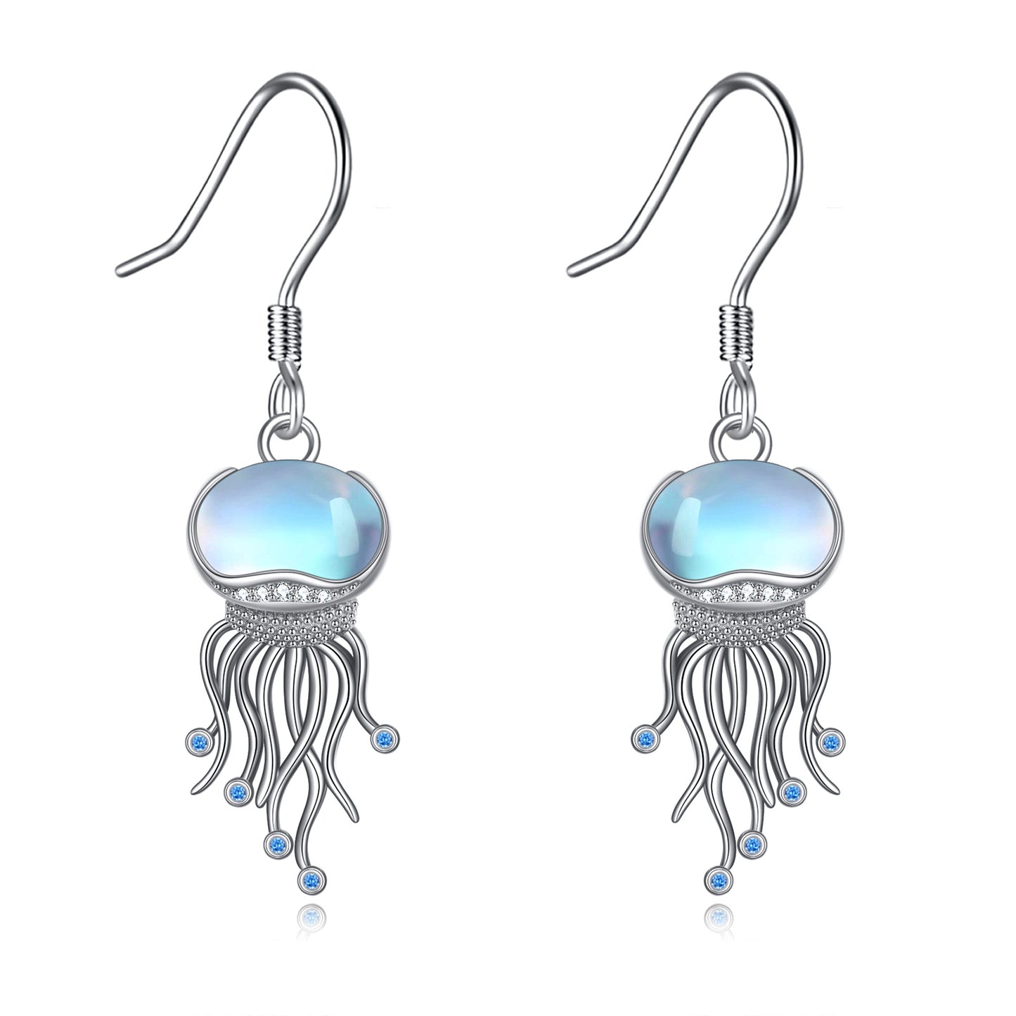 Boucles d'oreilles pendantes en argent sterling avec méduse et pierre de lune, bijoux cadeaux pour femmes
