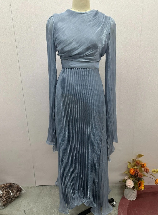 Robe de soirée longue élégante de style féerique à taille unie européenne et américaine pour femmes