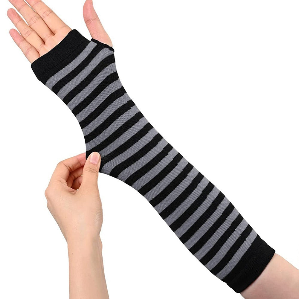 Fingerless Oversleeve Dark Lolita Striped Cross Long Cosplay Oversleeve Sheath