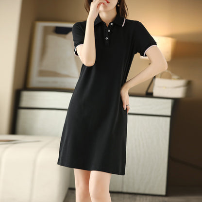 Robe mi-longue à col polo pour femme