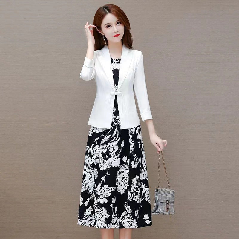 Fashion Elegant Lady Small Suit Two-piece Suit Dress