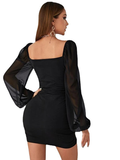 Robe Slim japonaise noire taille haute pour femmes