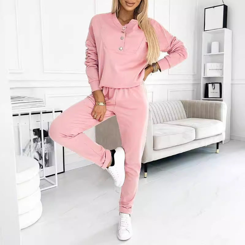 Women's Patchwork Polyester Trousers Long Sleeve Fashion