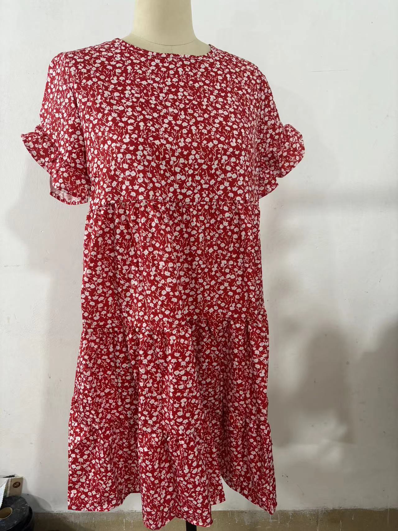 Robe d'été décontractée à col ras du cou et imprimé léopard pour femme