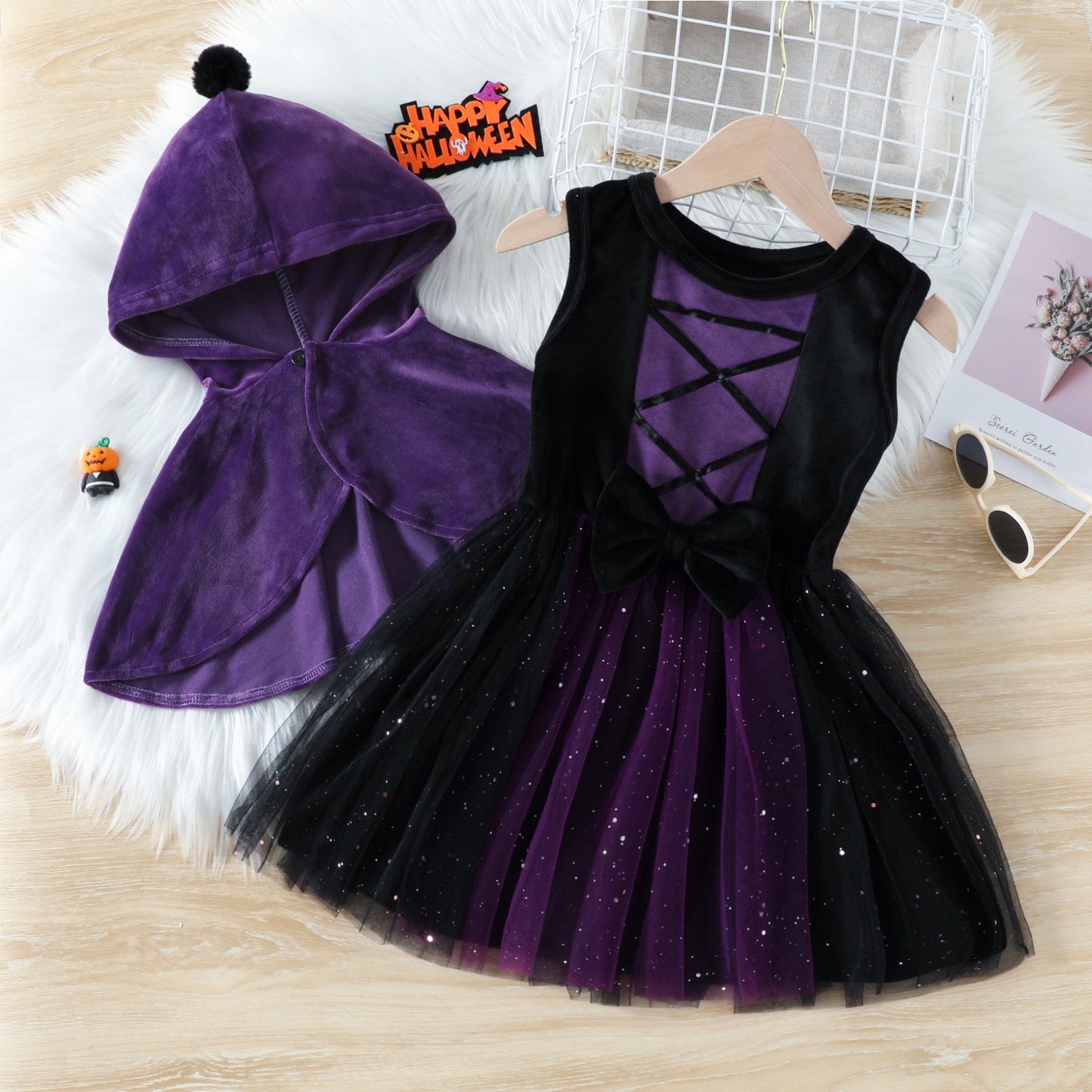 Conjunto de dos piezas de vestidos infantiles de moda para Halloween