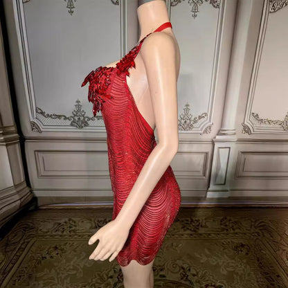 Women's Red Dew Backlit Diamond Dress