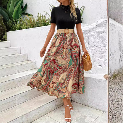 Elegant Graceful Printing Stitching Dress