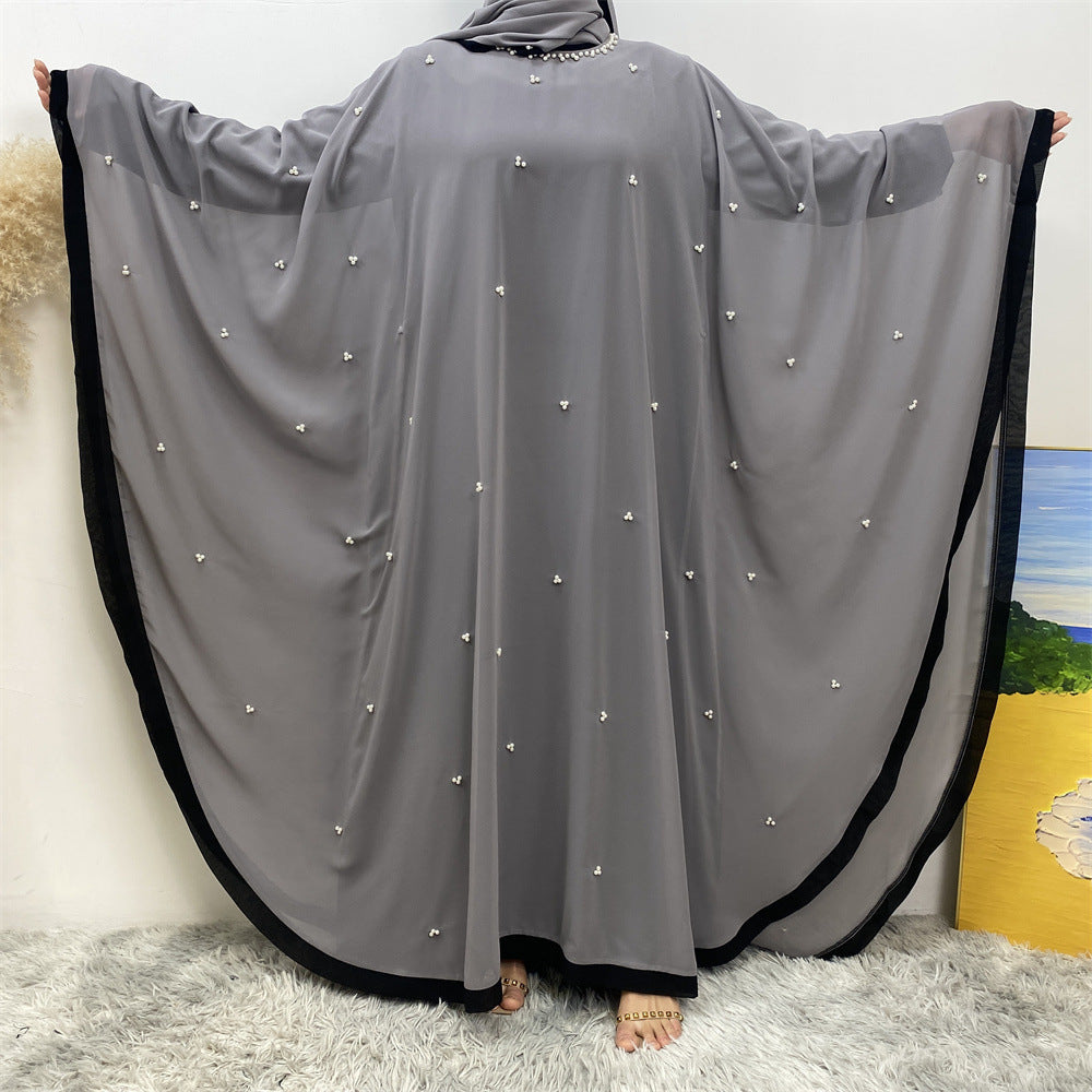 Robe musulmane ample élégante en mousseline de soie à manches chauve-souris pour le Moyen-Orient et la Turquie