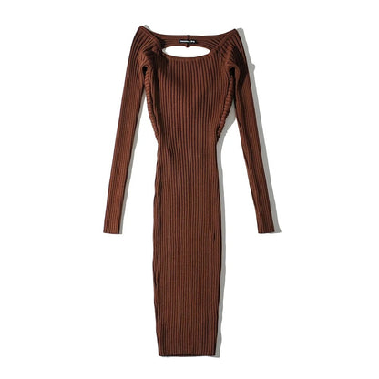 Women's Square Collar Twist Two-way Wearing Long-sleeved Dress