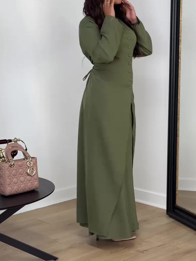 Solid Color Long Sleeve Top & Skirt Set