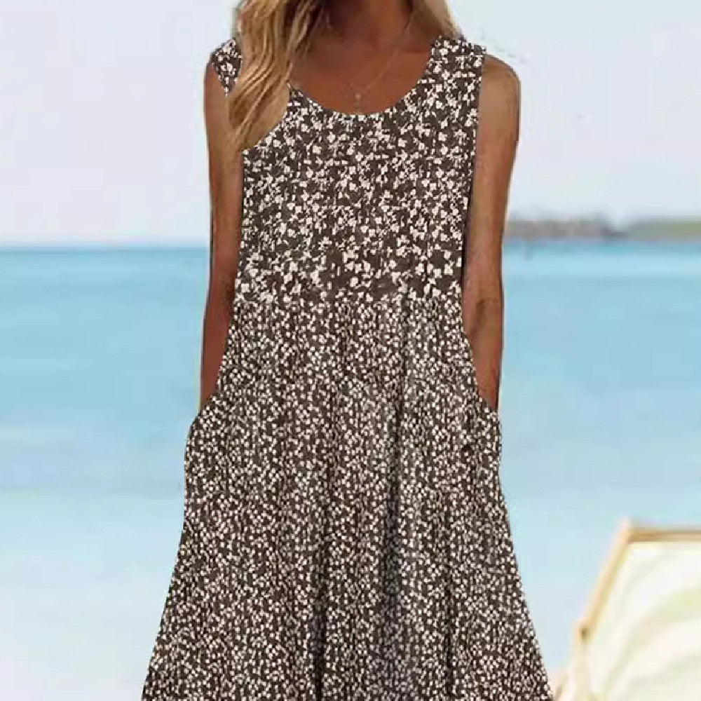 Women's 3D Floral Pattern Sleeve Mid-length Dress