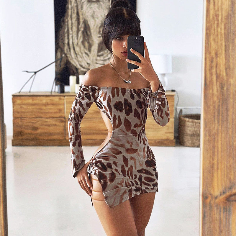 Robe dos nu à manches longues et jupe sexy pour fille