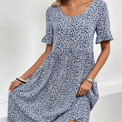 Summer U-neck Floral Fashion Loose Dress